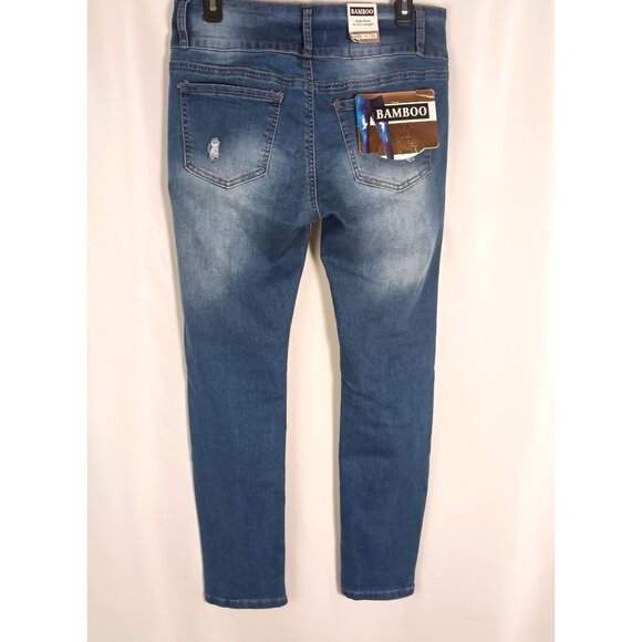 Bamboo High Waist Butt Lifting Skinny Jeans Women’s 17/33 Distressed NWT - Picture 6 of 9